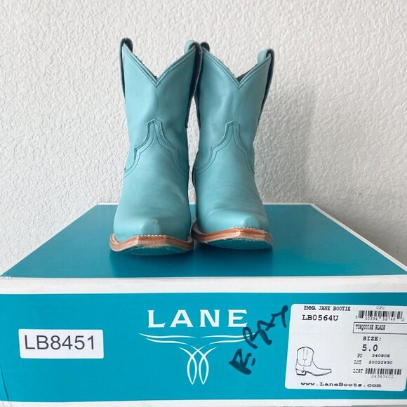 Lane EMMA JANE Womens Cowboy Bootie 5 Turquoise Blue Cowgirl Western Short Boots - Picture 10 of 11